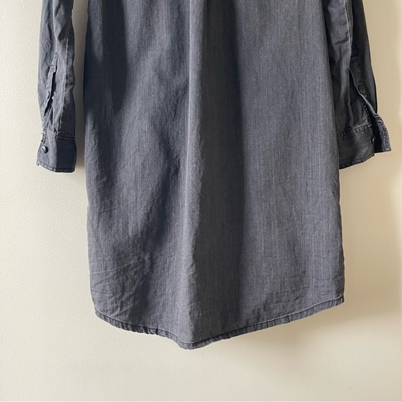 MADEWELL Washed Black Denim Long Sleeve Button Front Shirtdress - Picture 10 of 14